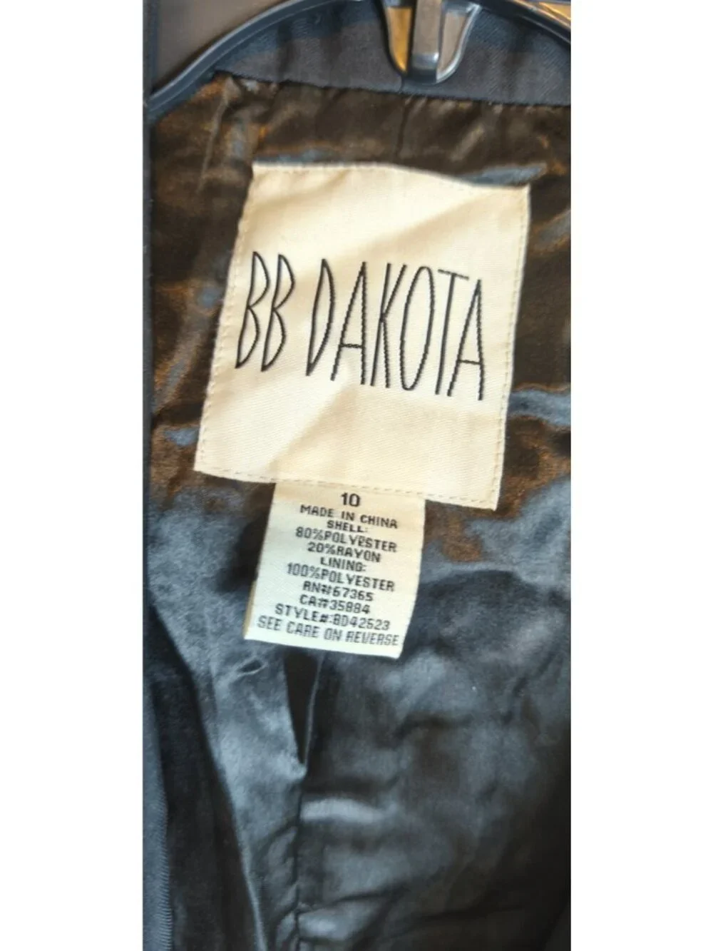 BB Dakota Black Ruched Sleeve Blazer Jacket Size 10 Lined Open Front